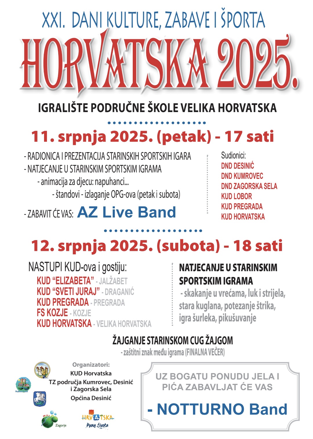 XXI. Dani kulture, zabave i športa Horvatska 2025.
